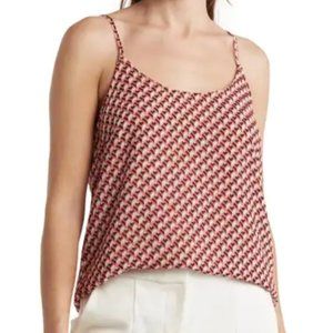 NWT Nordstrom Rack Chiffon Camisole in Pink Dawn-Red Bias Diamond, Size Medium